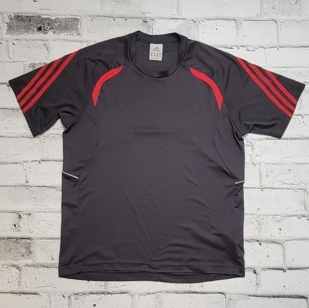 Adidas Climalite Running Tee Gray Red Athletic Shirt Men’s Large